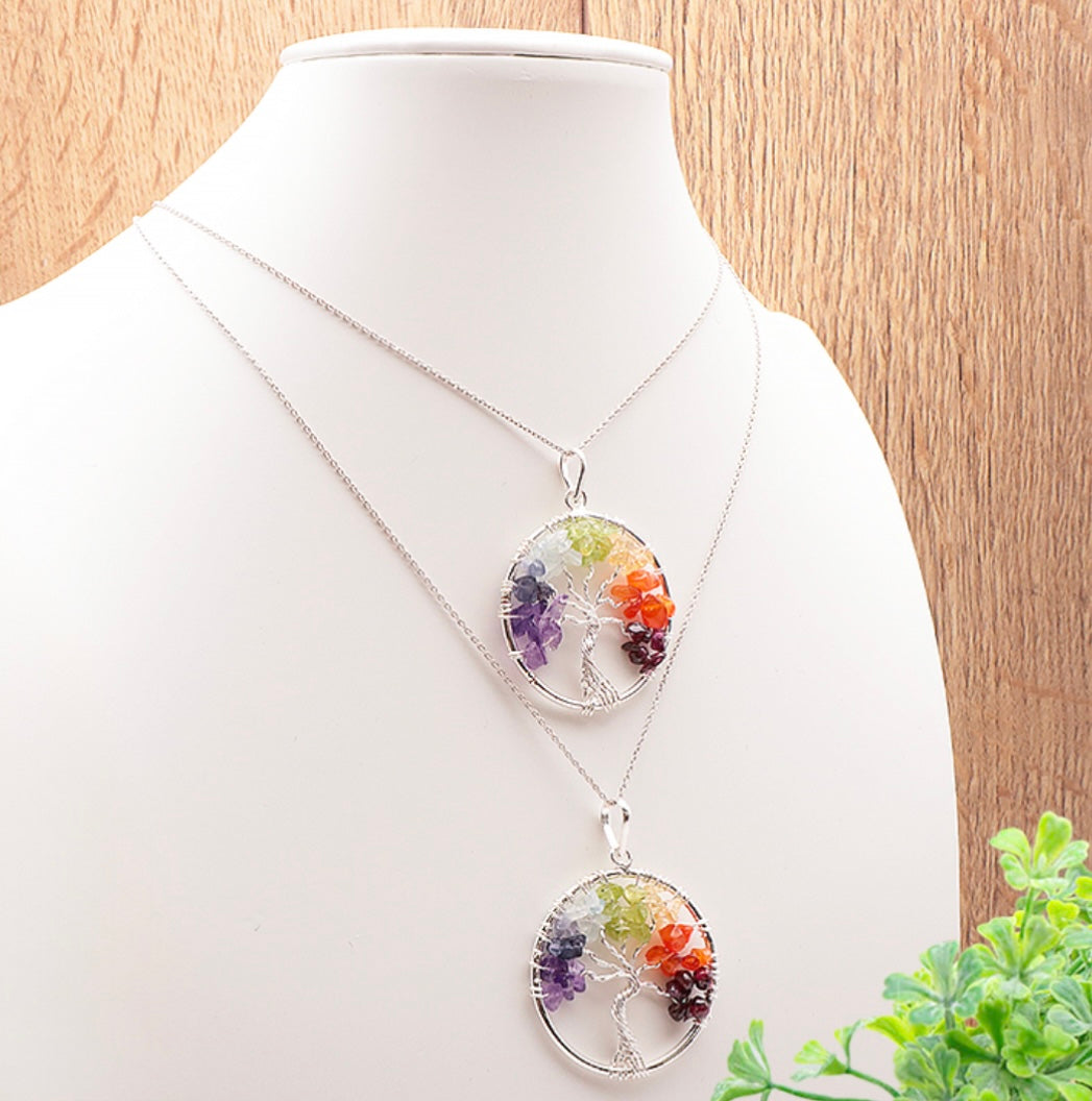 Pendentif Arbre De Vie 40MM 7 Chakras Qualité A