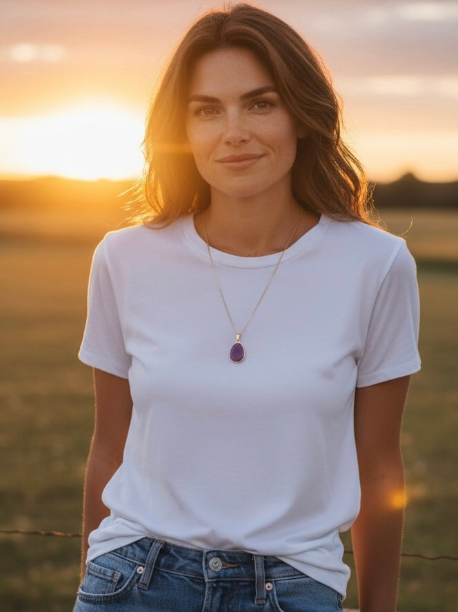 Pendentif Serti Ovale Améthyste du Brésil qualité A