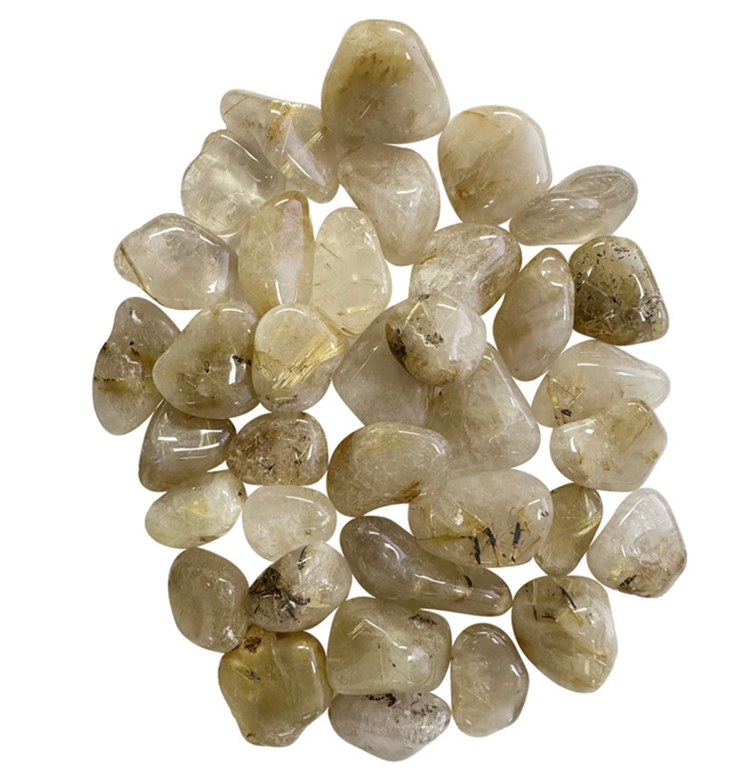 Pierre Roulée Cristal De Roche Rutile du Brésil qualité A 20 À 30MM