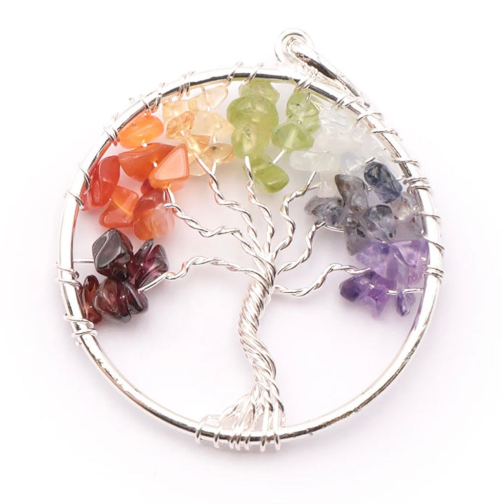Pendentif Arbre De Vie 40MM 7 Chakras Qualité A