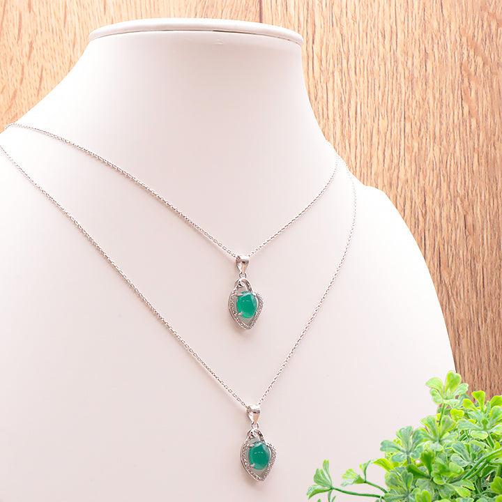 Pendentif Argent 0,925 Chrysoprase qualité AA+ d’Australie