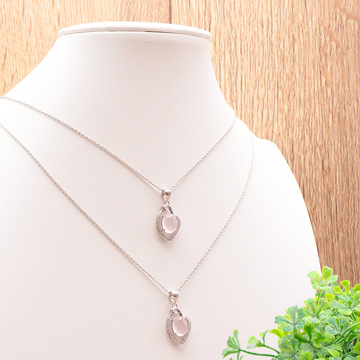 Pendentif Argent 0,925 Quartz Rose de Madagascar qualité AA+