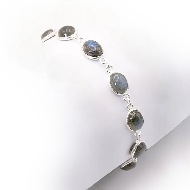 Bracelet Argent 0,925 Labradorite qualité AA+ de Madagascar