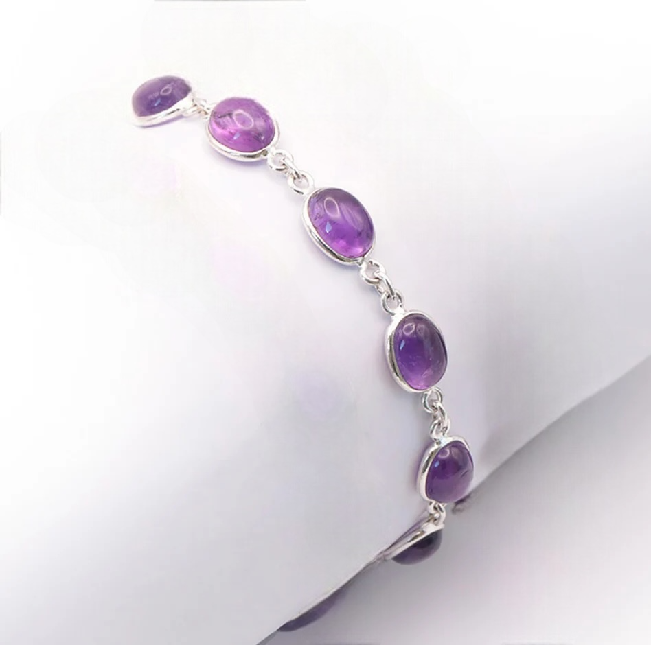 Bracelet Argent 0,925 Améthyste qualité AA+ du Brésil