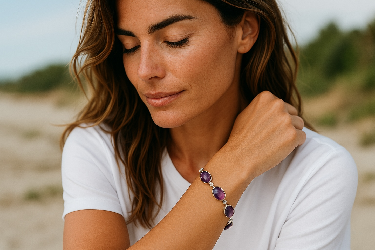 Bracelet Argent 0,925 Améthyste qualité AA+ du Brésil