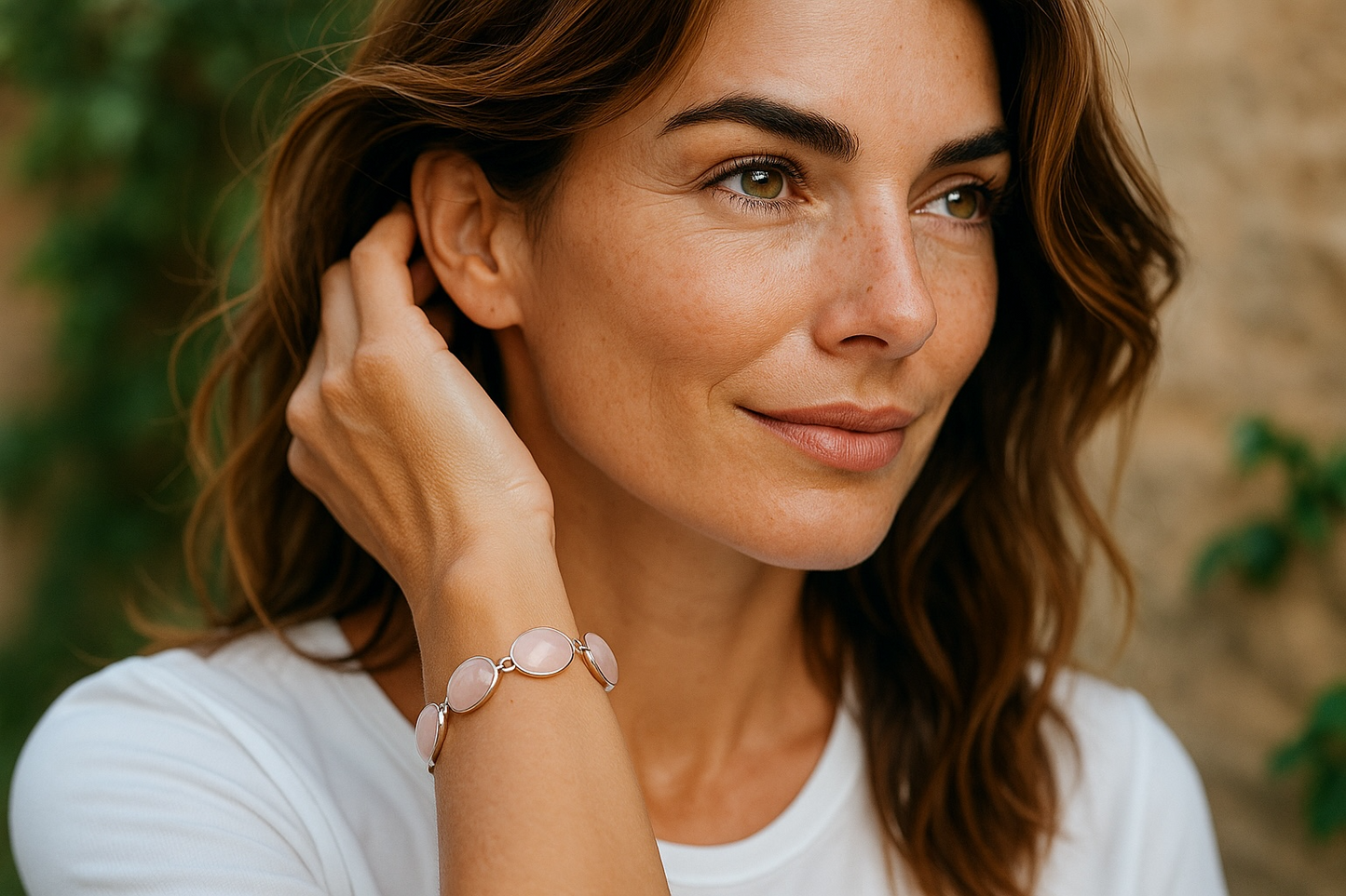 Bracelet Argent 0,925 Quartz Rose qualité AA de Madagascar