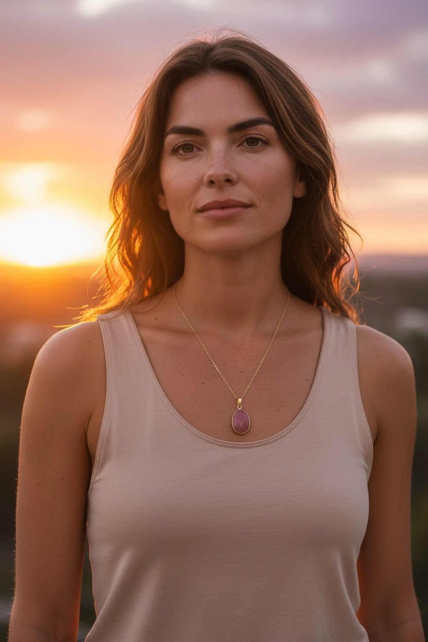 Pendentif Serti Ovale Rhodonite du Brésil qualité A