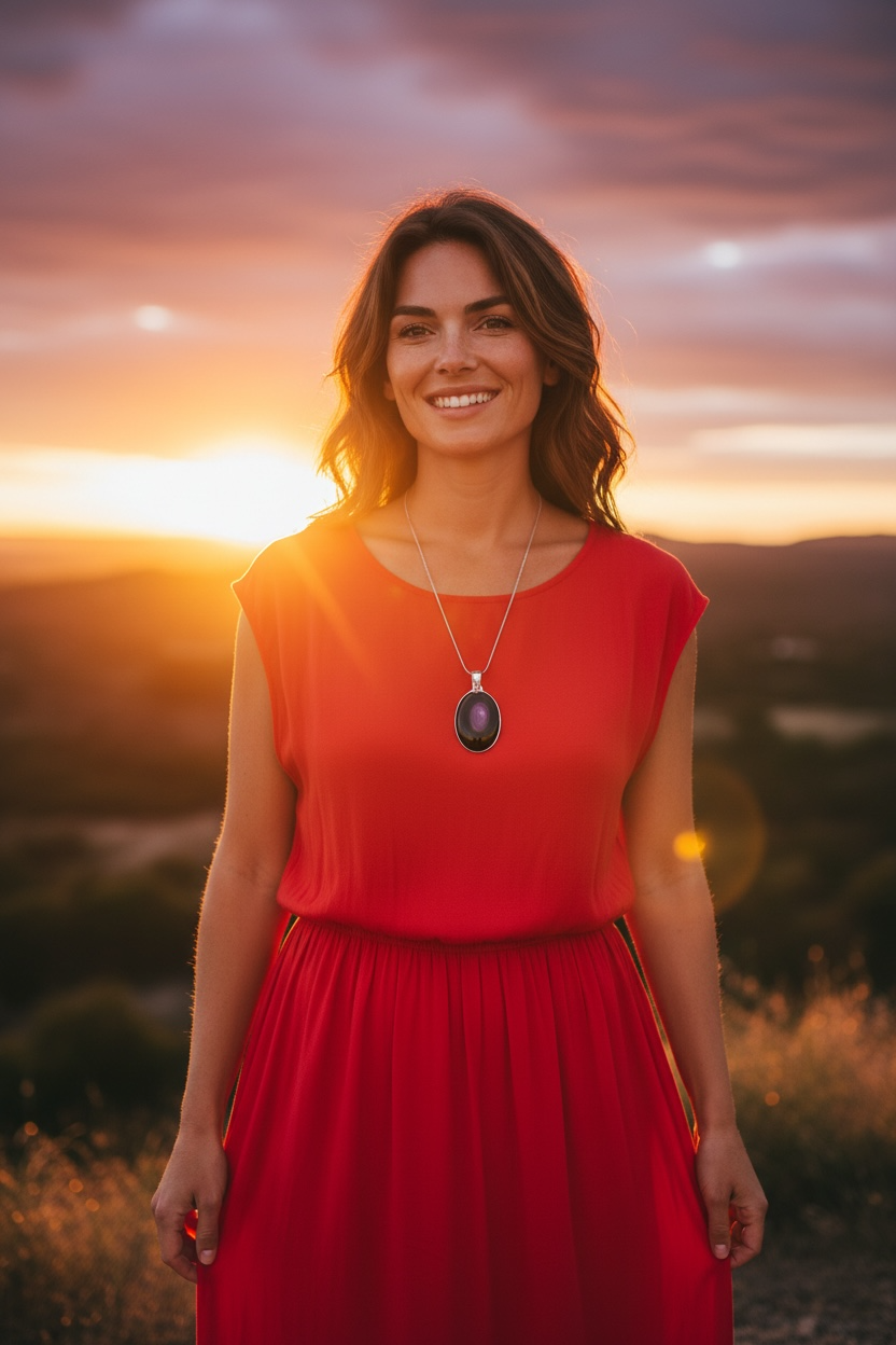 Pendentif argent 0,925 Obsidienne Œil Céleste du Mexique qualité AA