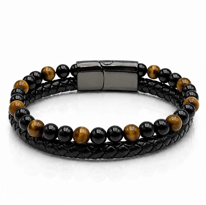 Bracelet Âme de Pierre Œil de Tigre et Onyx qualité A