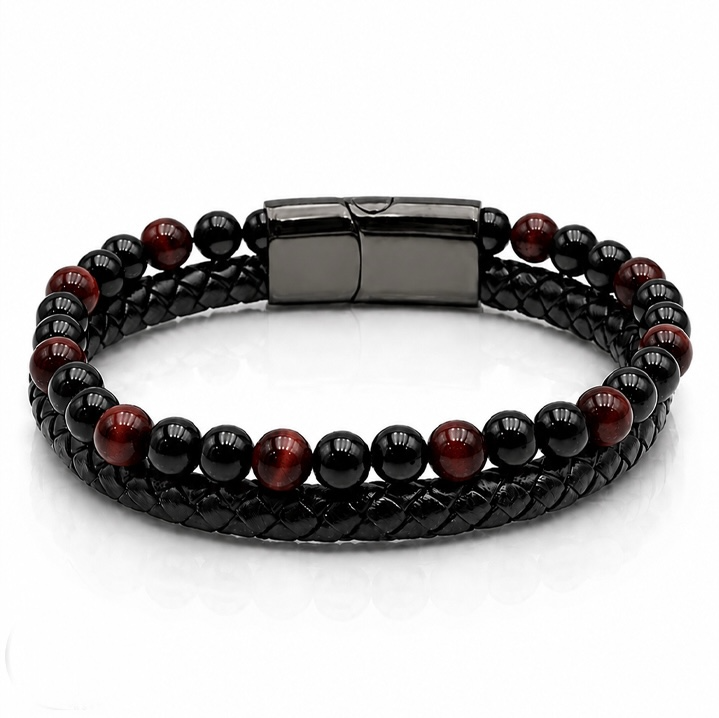 Bracelet Âme de Pierre Œil de Taureau et Onyx