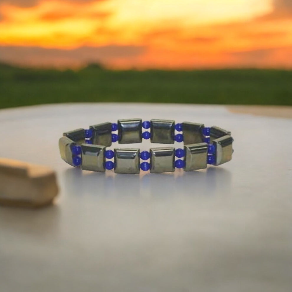Bracelet Hématite magnétique et oeil de chat synth