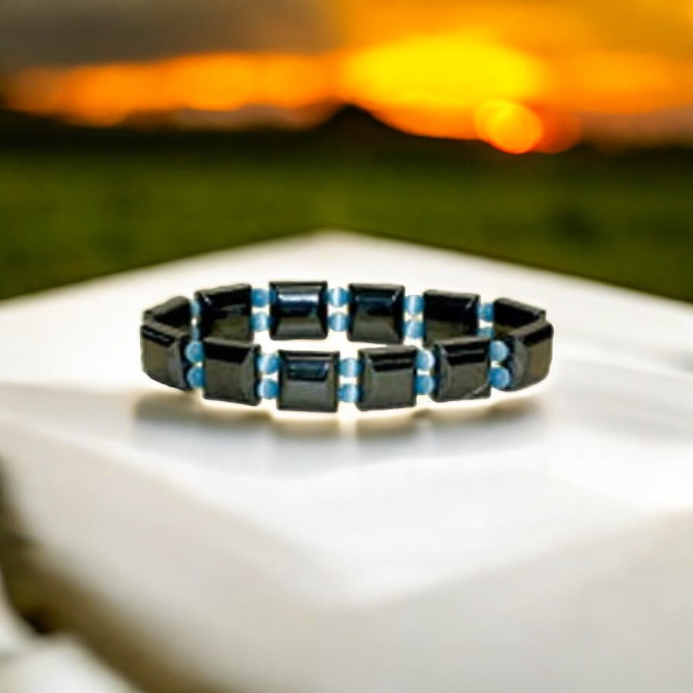Bracelet Hématite magnétique et oeil de chat synth