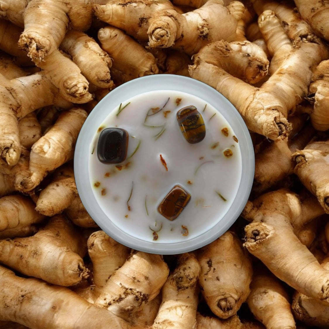 Bougie au Gingembre Doux, Romarin & Gemmes d'Oeil de Tigre - Vitalité