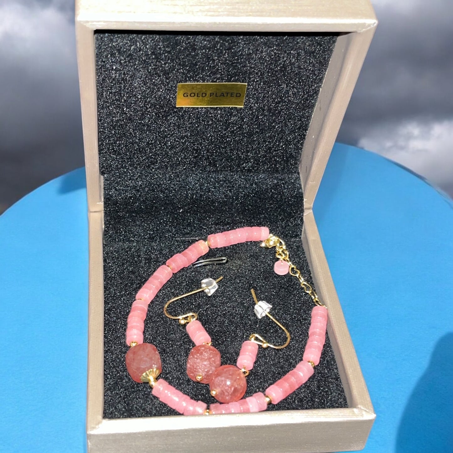 Parure en Quartz Rose et Quartz Fraise