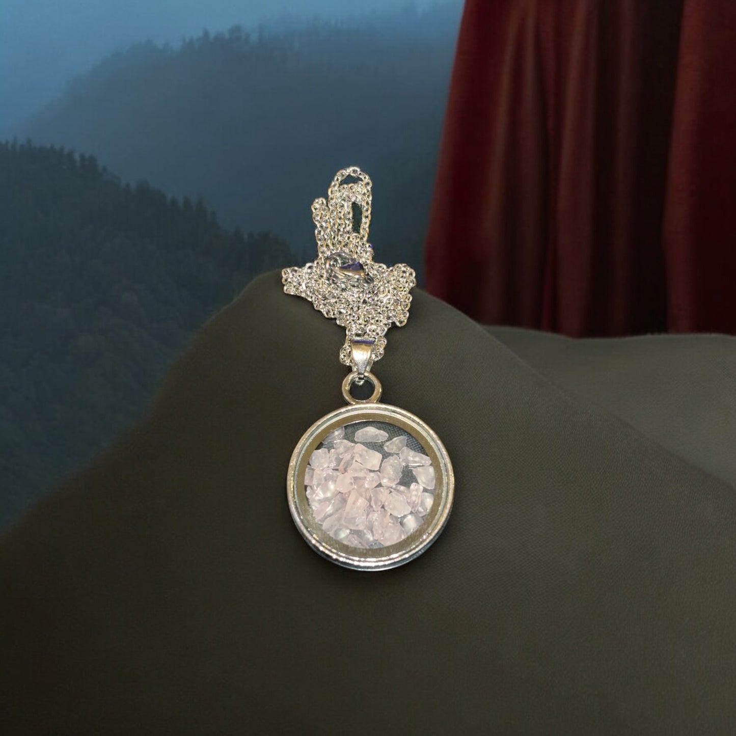 Collier gousset Quartz Rose