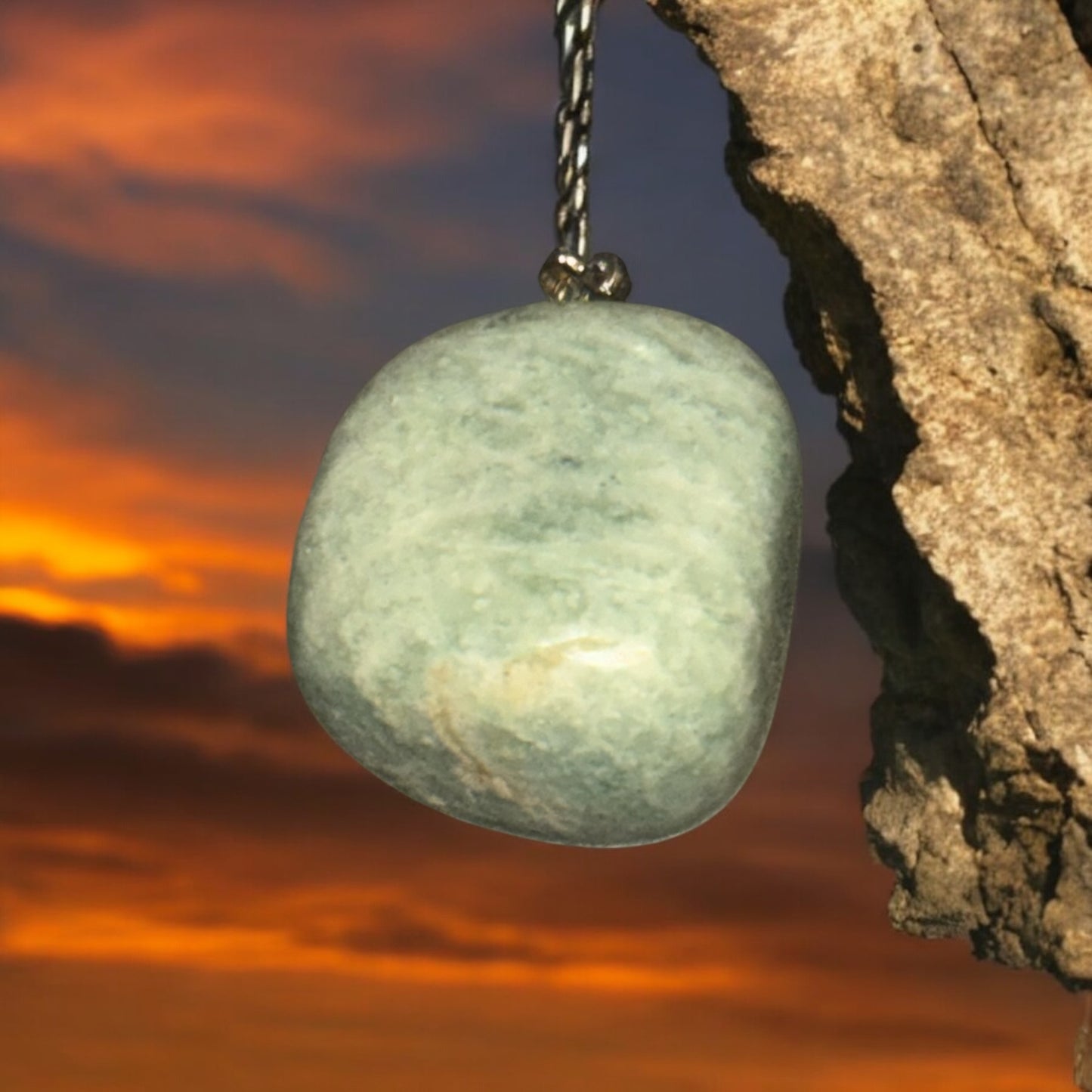 Pendentif pierre roulée Amazonite