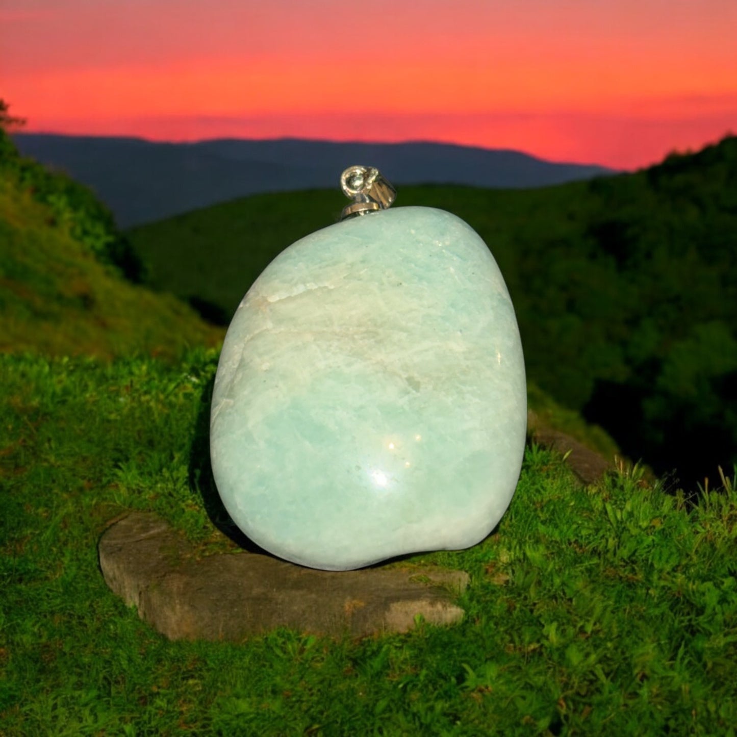 Pendentif pierre roulée Amazonite