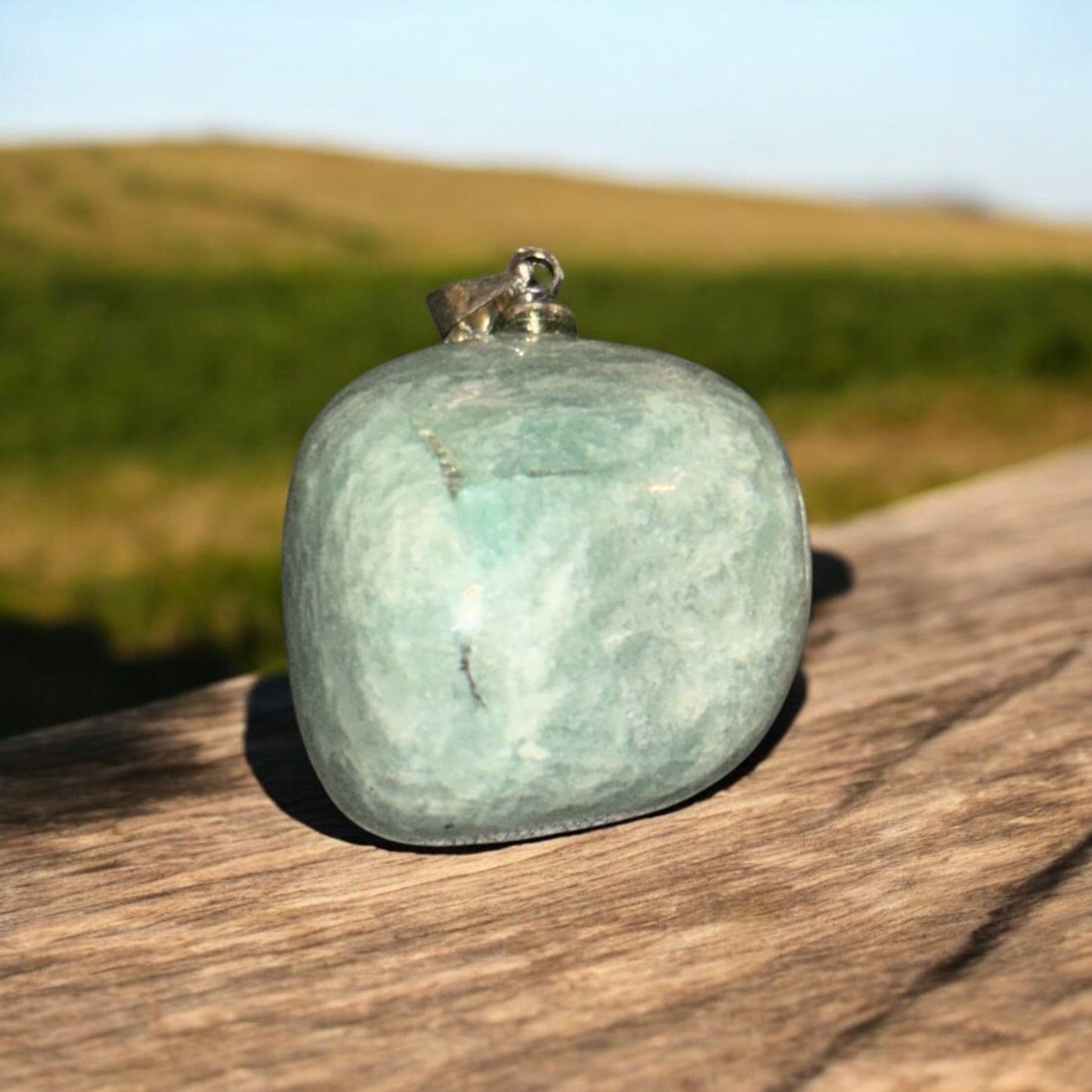 Pendentif pierre roulée Amazonite
