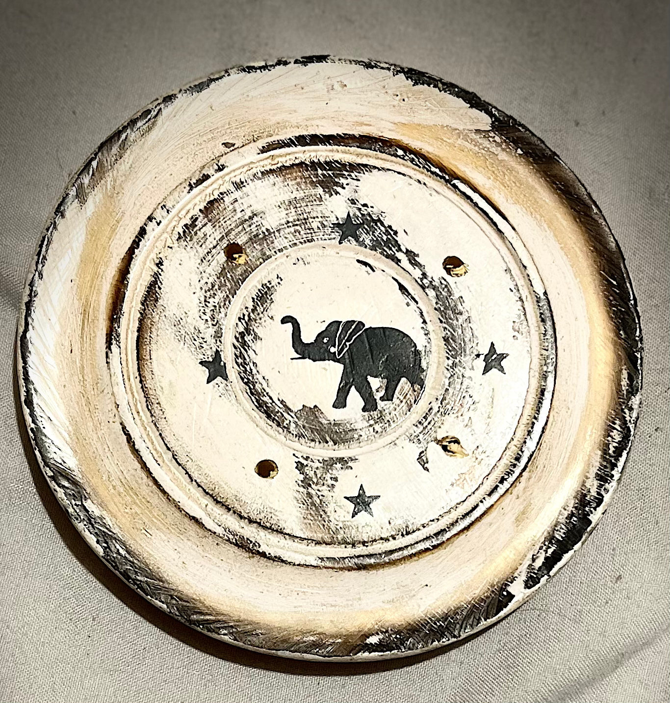 Porte encens disque délavé blanc - Cônes & Batônnets d'Encens
