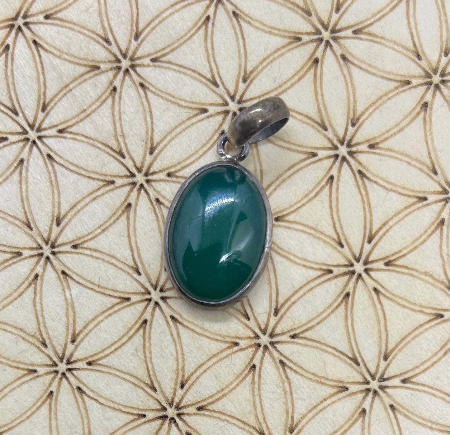 Pendentif Agate verte + argent 0,925