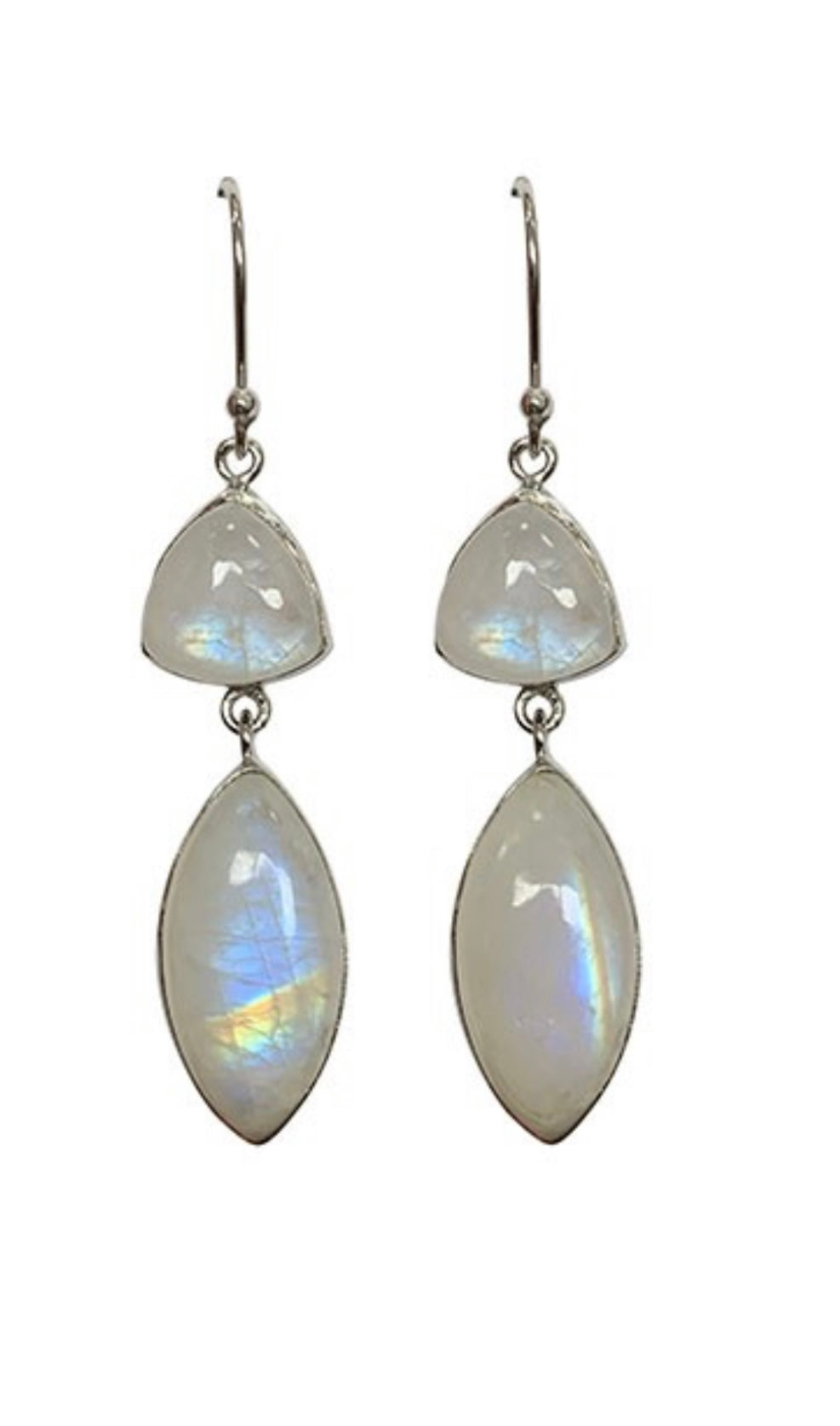 Boucles d'oreilles triangle navette sur argent 0.925 rhodié