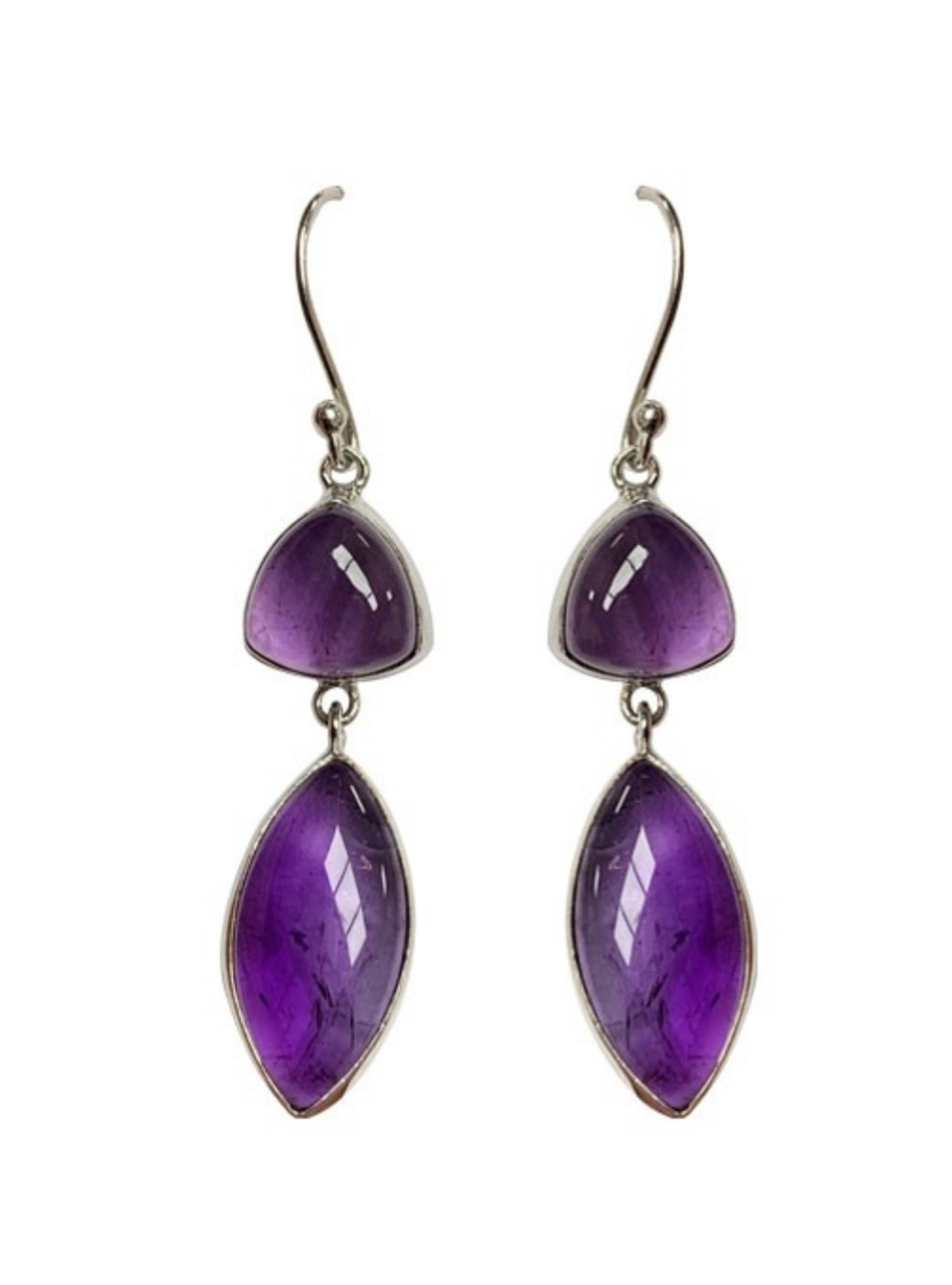 Boucles d'oreilles triangle navette sur argent 0.925 rhodié
