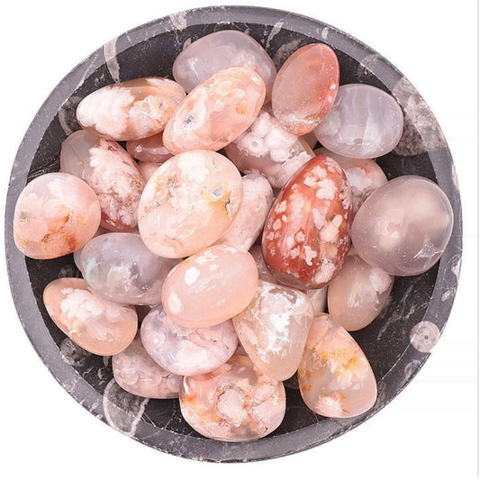 Pierre roulée Agate Fleur de Cerisier de Madagascar qualité AA+ 30 À 50 MM