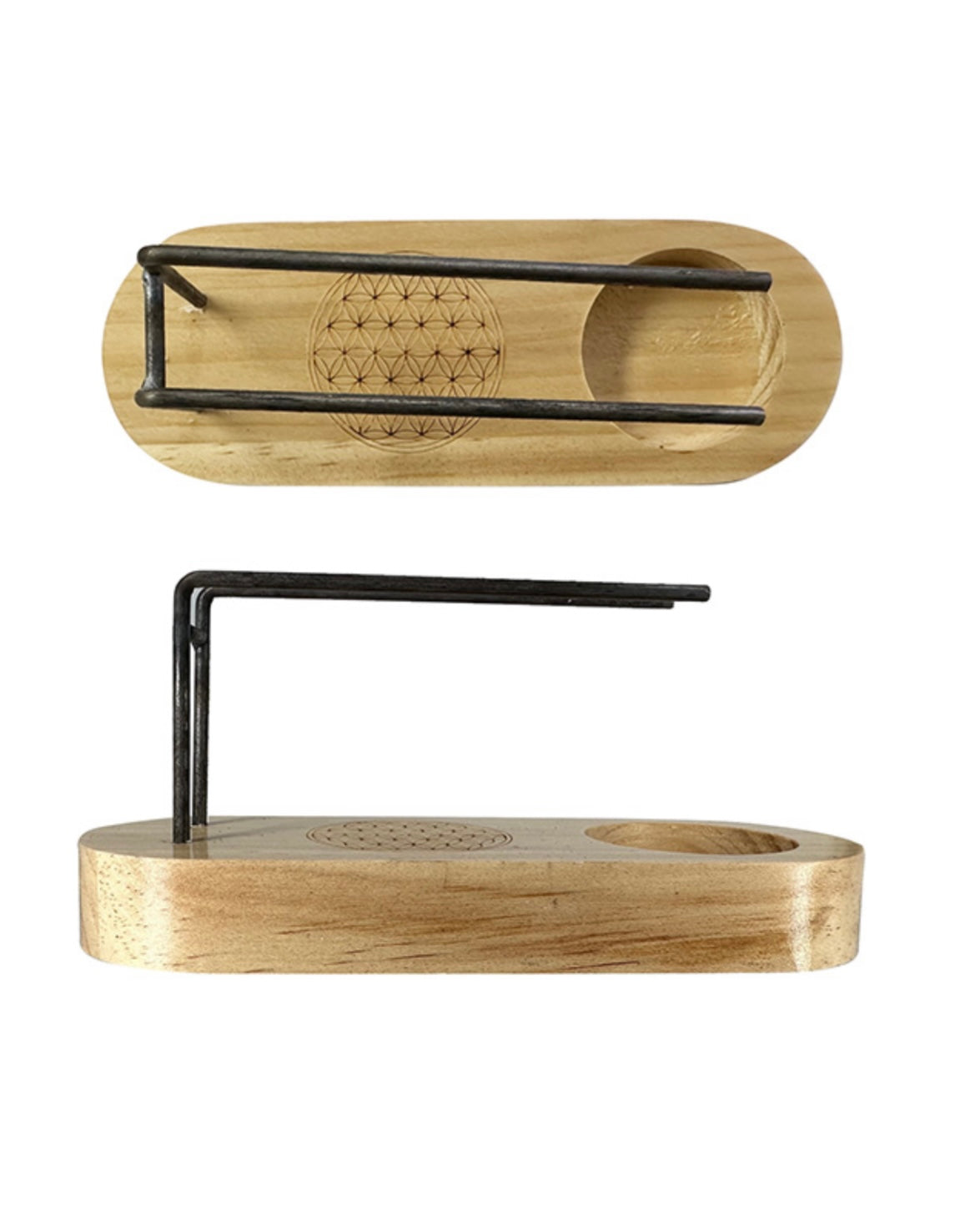 Brûleur en pin avec fleur de vie pour Palo Santo