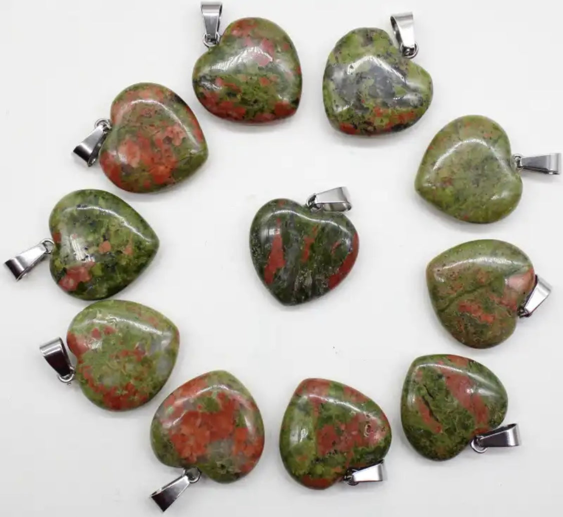 Pendentif Cœur Unakite 2/3 cm