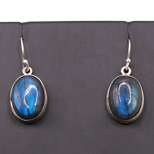 Boucles D’oreilles Argent 0,925 Labradorite de Madagascar qualité AAA
