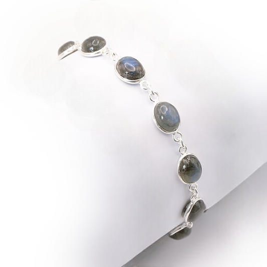 Bracelet Argent 0,925 Labradorite qualité AA+ de Madagascar