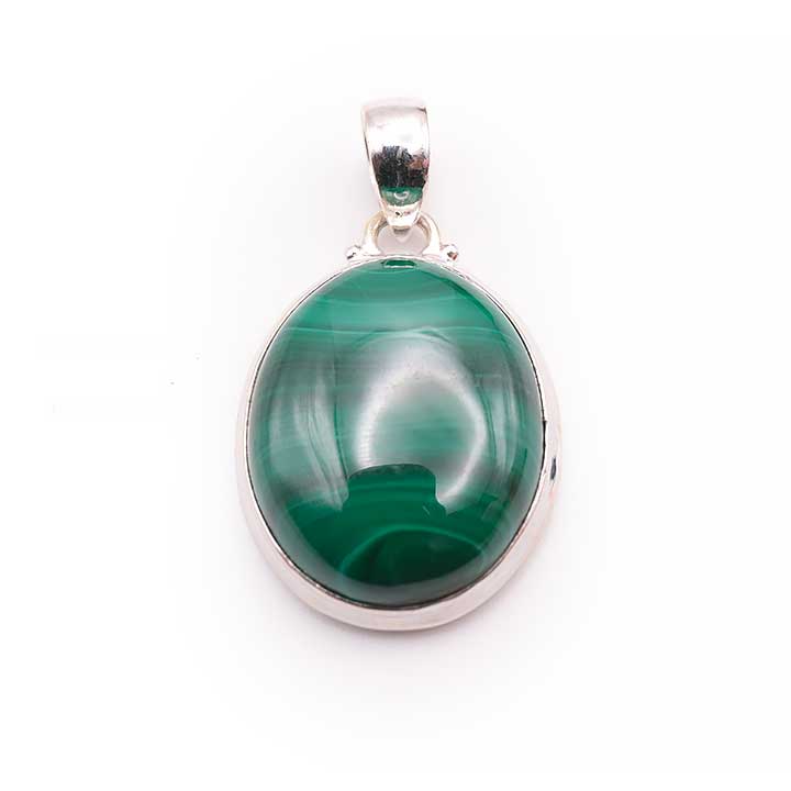 Pendentif argent 0,925 Malachite de Madagascar qualité AA