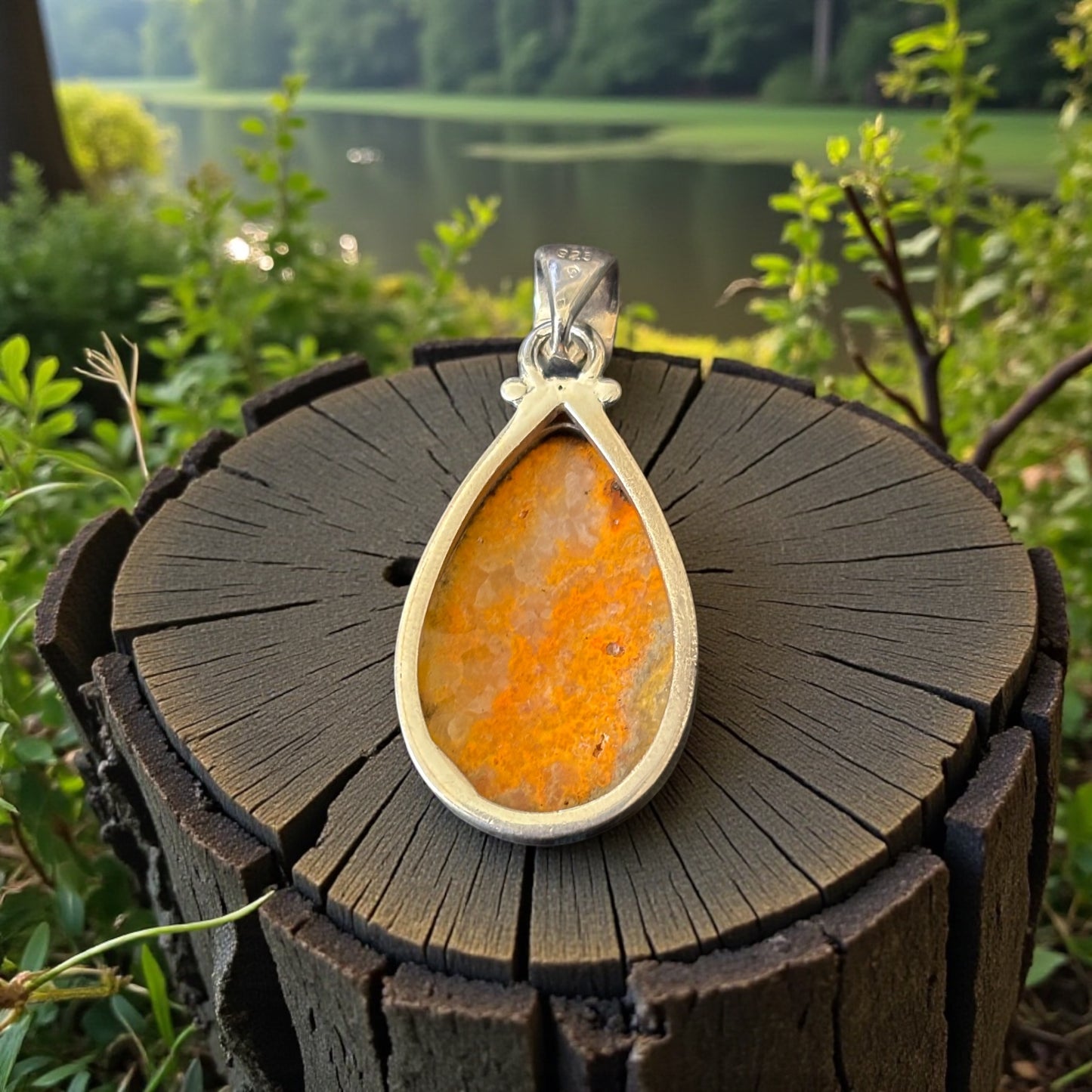 Pendentif argent 0,925 Jaspe Bumblebee d’Indonésie qualité AAA