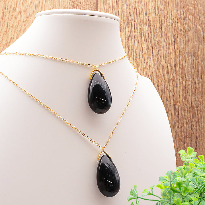 Pendentif goutte sautoir en Œil de Faucon d’Afrique du Sud qualité AA