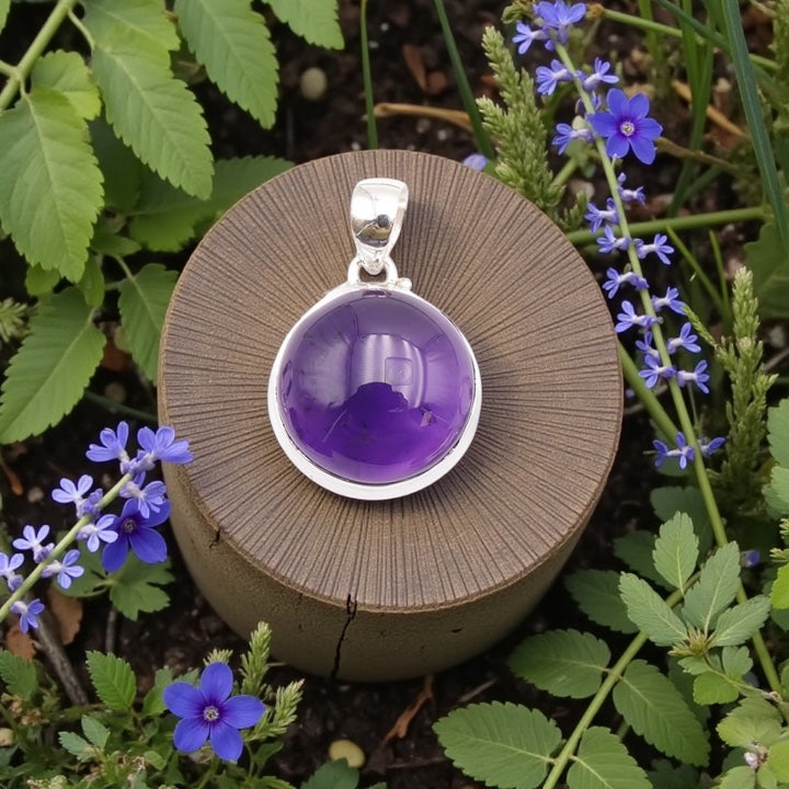 Pendentif argent 0,925 Améthyste du Brésil qualité AAA