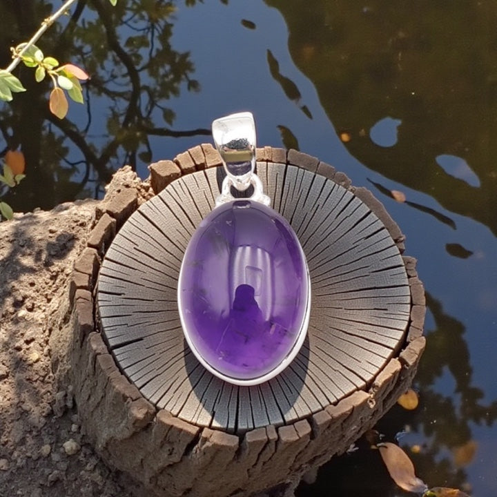 Pendentif argent 0,925 Améthyste du Brésil qualité AAA
