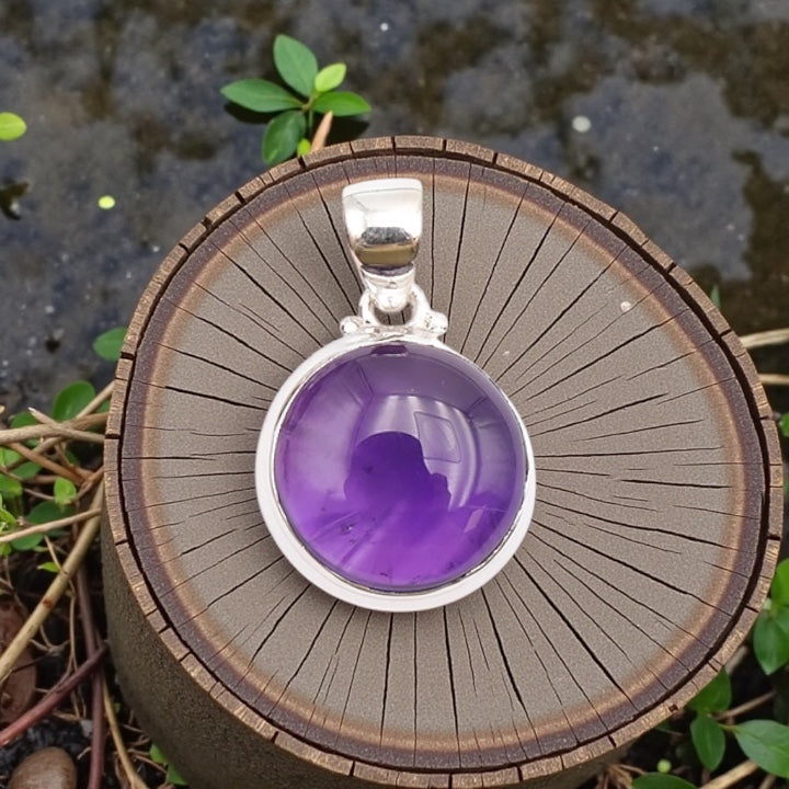 Pendentif argent 0,925 Améthyste du Brésil qualité AAA