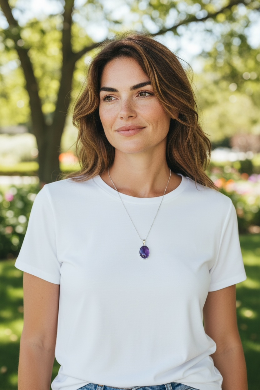 Pendentif argent 0,925 Améthyste du Brésil qualité AAA