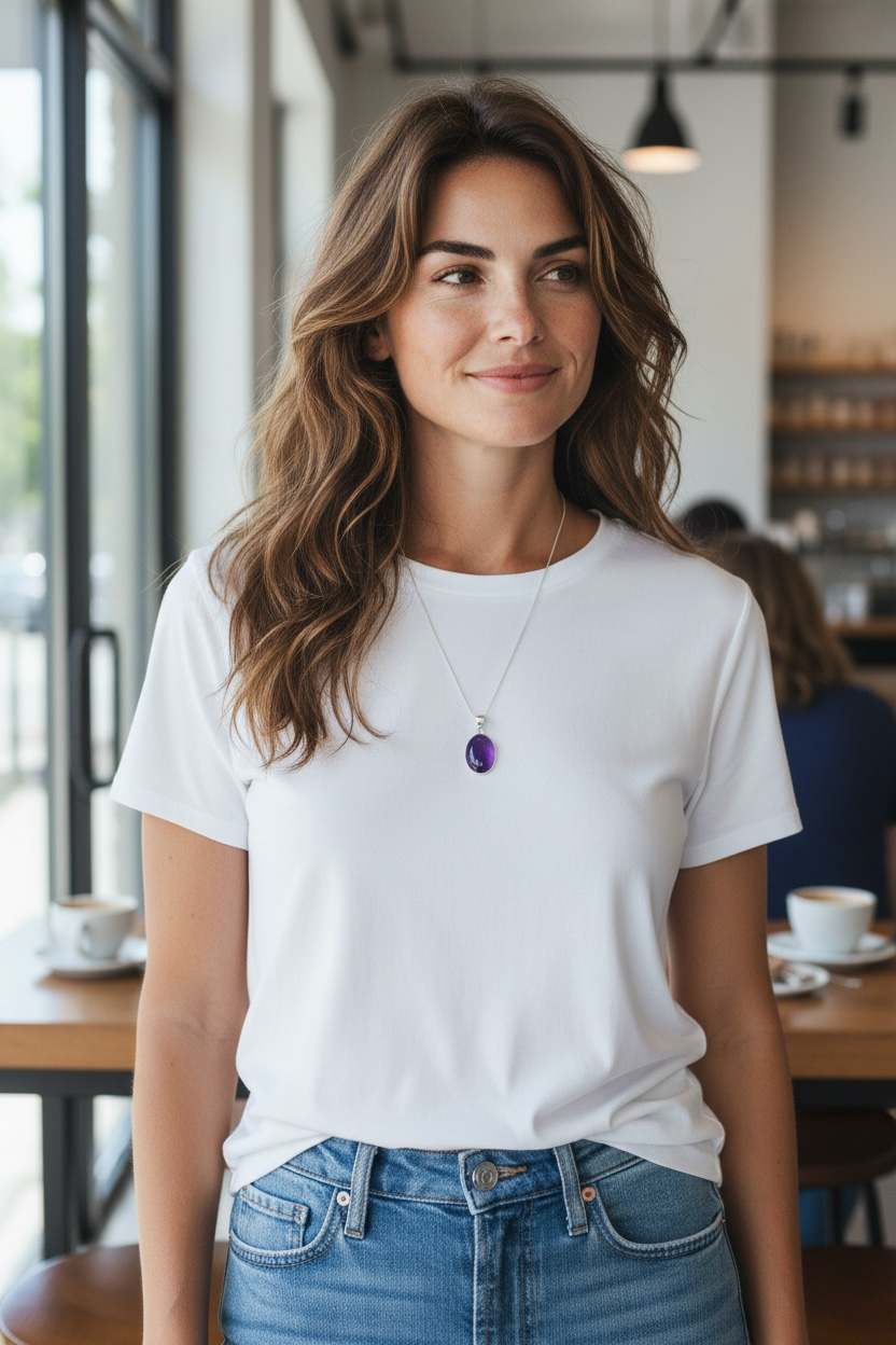 Pendentif argent 0,925 Améthyste du Brésil qualité AAA