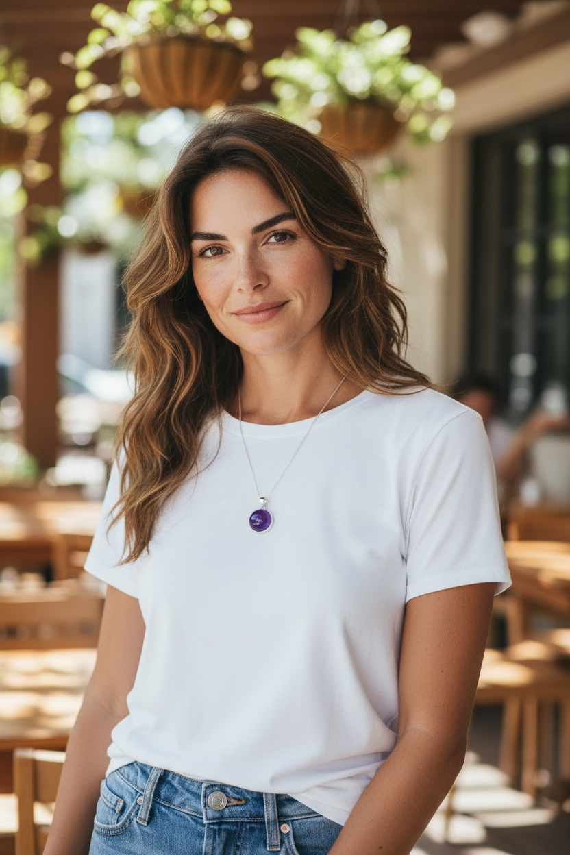 Pendentif argent 0,925 Améthyste du Brésil qualité AAA