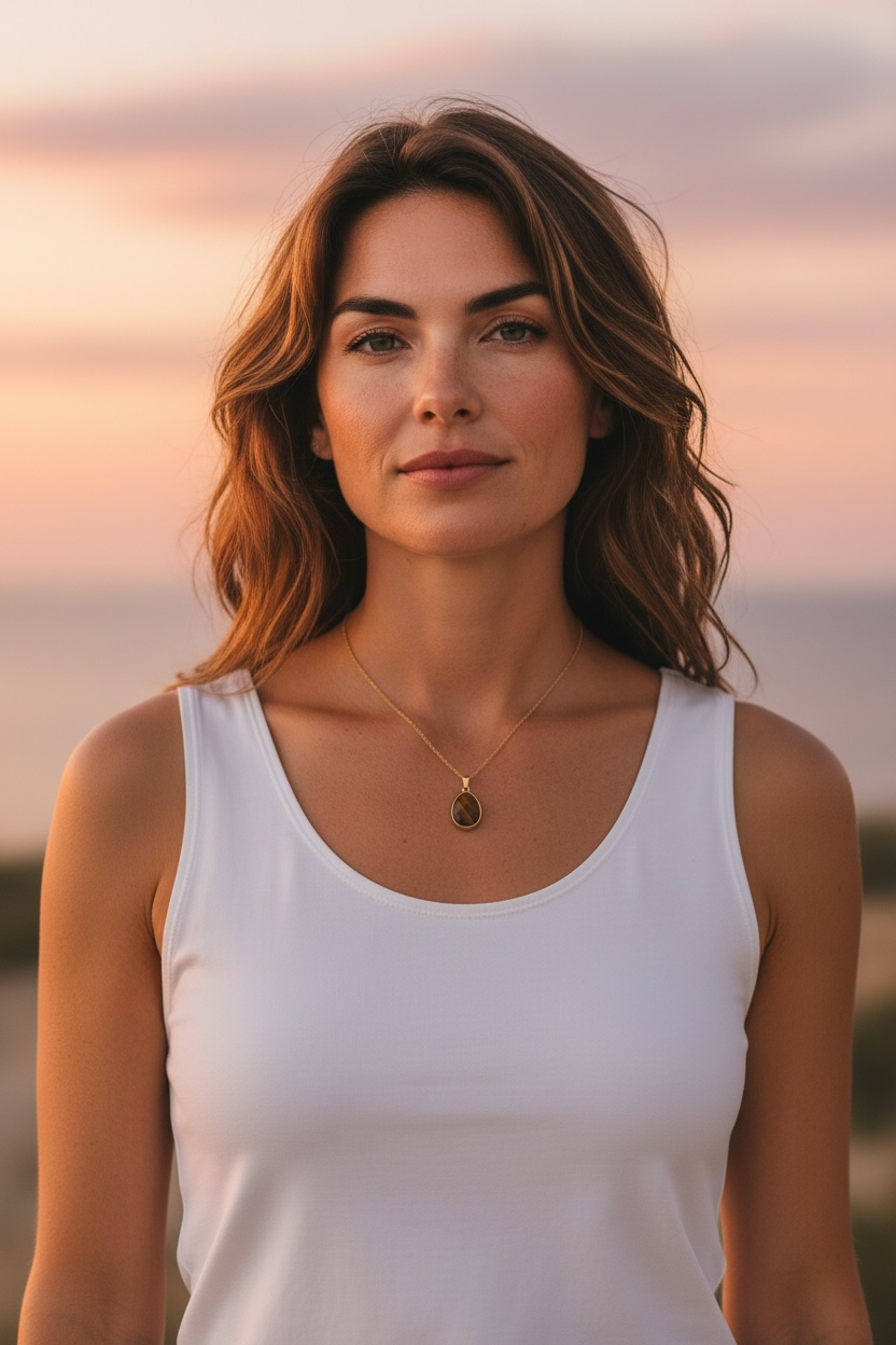 Pendentif Serti Ovale Œil de Tigre d’Afrique du Sud qualité A