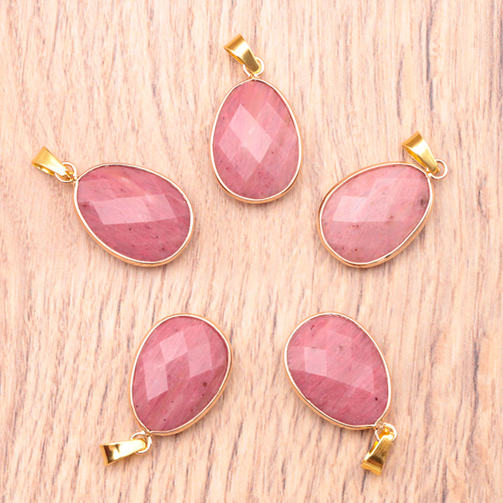 Pendentif Serti Ovale Rhodonite du Brésil qualité A