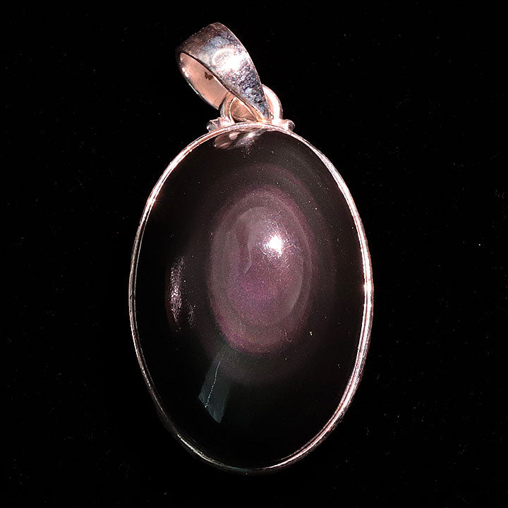 Pendentif argent 0,925 Obsidienne Œil Céleste du Mexique qualité AA