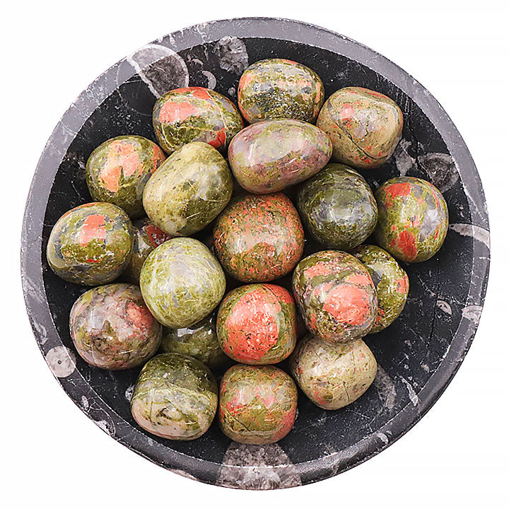 Pierre roulée Unakite d’Afrique du Sud qualité A 30 À 40 MM