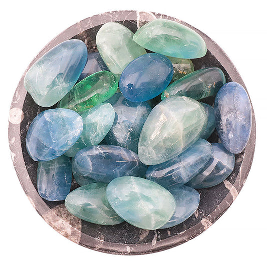 Pierre roulée Fluorite Bleue Verte de Chine qualité AA 40 À 60 MM
