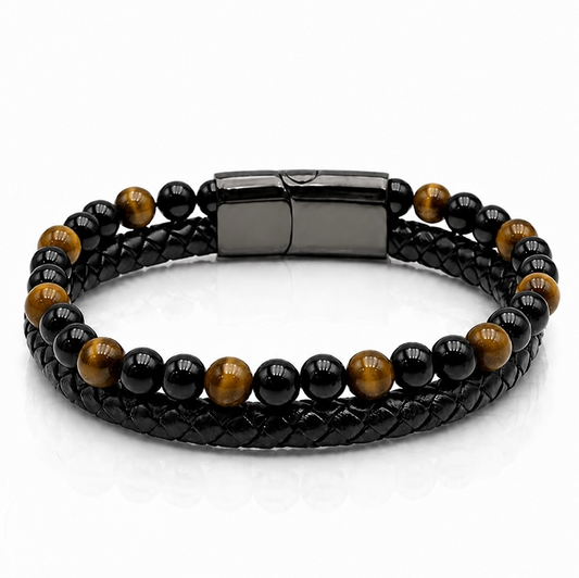 Bracelet Âme de Pierre Œil de Tigre et Onyx qualité A