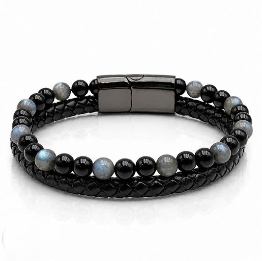Bracelet Âme de Pierre Labradorite et Onyx qualité A